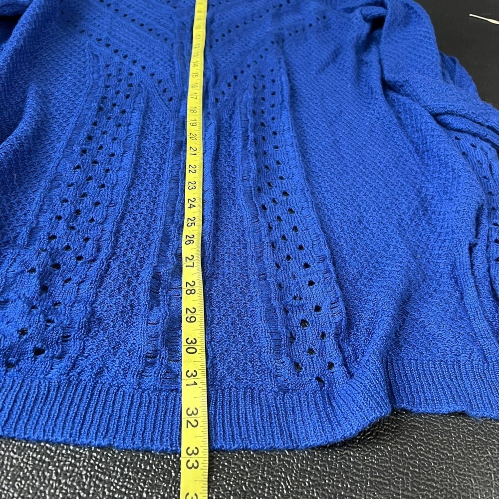 Laura Ashley Cobalt Blue Open Front Knit Cardigan Sweater PXL Duster Open Knit - Picture 8 of 8